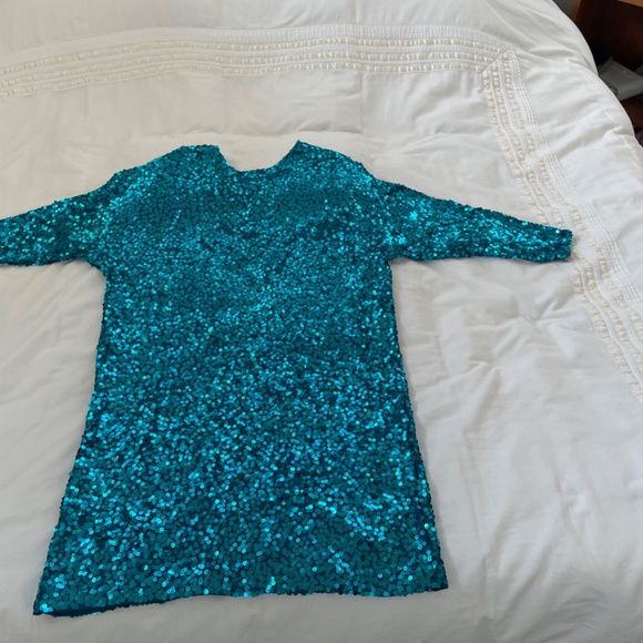 Vintage Turquoise Sequin Dress…Purchased in 1985…. - Picture 3 of 7